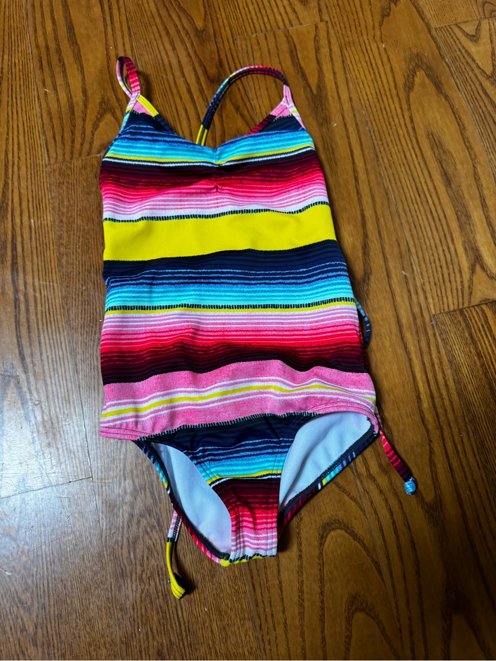 Billabong Girls' Striped One-Piece Swimsuit - Yellow, Pink, Blue